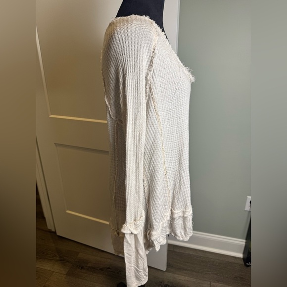 Free People Laguna Thermal Knit Long Sleeve Stretch Tunic Oatmeal oversized - Picture 3 of 8